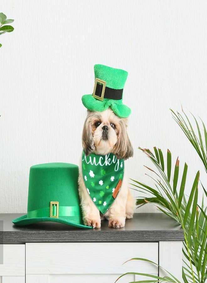 Kreyfer 2 Pieces St. Patrick's Day Dog Bandanas, Double-Sided Reversible Triangle Scarf, Green Shamrock and 'Lucky' Design, Festive Irish Pet Costume Accessories for Dogs and Cats (Small) - Image 5